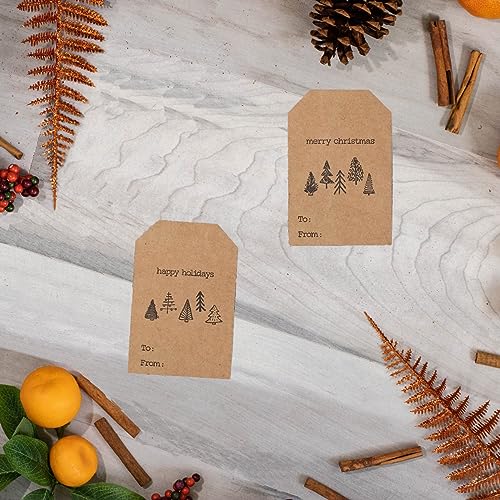 Christmas Tree Gift Tag Stickers 2 x 3 Inch Kraft Tags G926470