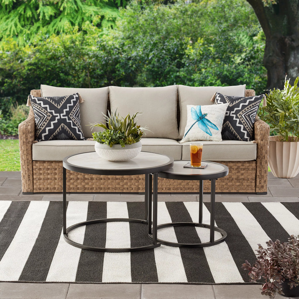 3-Piece Sofa & Nesting Table Set with Patio Cover J874