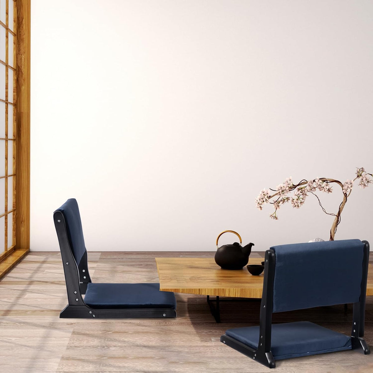 Dark Blue Upholstered Foldable Floor Chair A2120