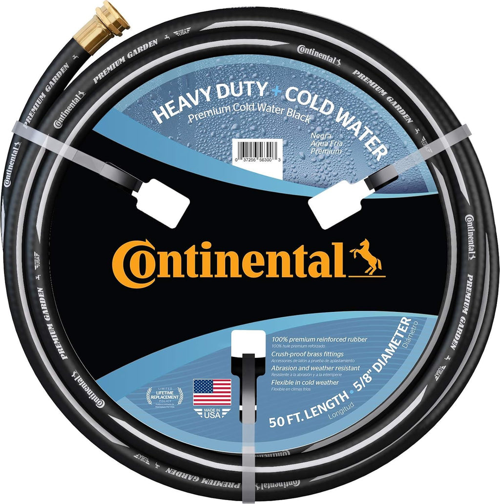 Black Heavy Duty Cold Water Garden Hose, 5/8" ID x 50' Length, Pack of 2 E154