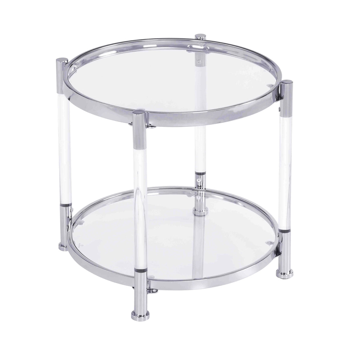 Contemporary Acrylic End Table with Tempered Glass Top Q924994