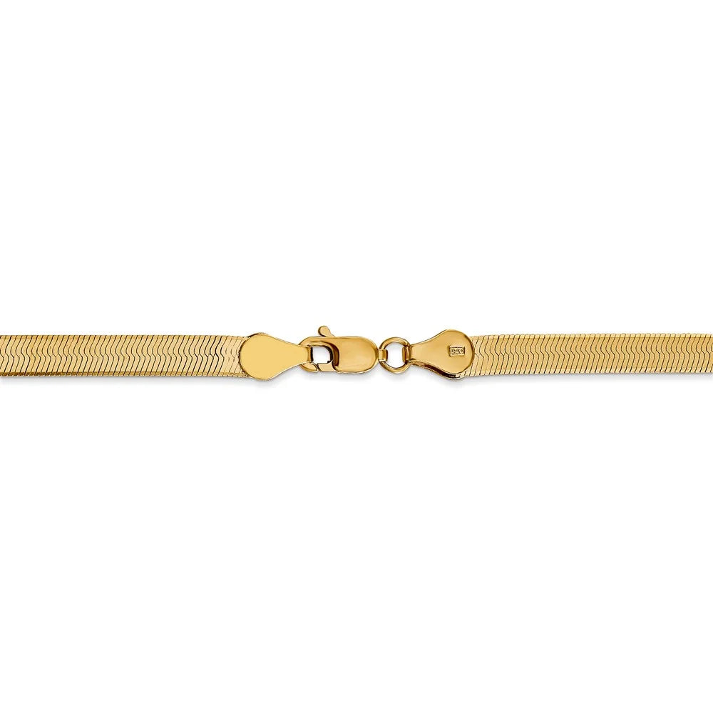14kt Yellow Gold 4mm Herringbone Chain 16 inch Lobster Clasp K121863