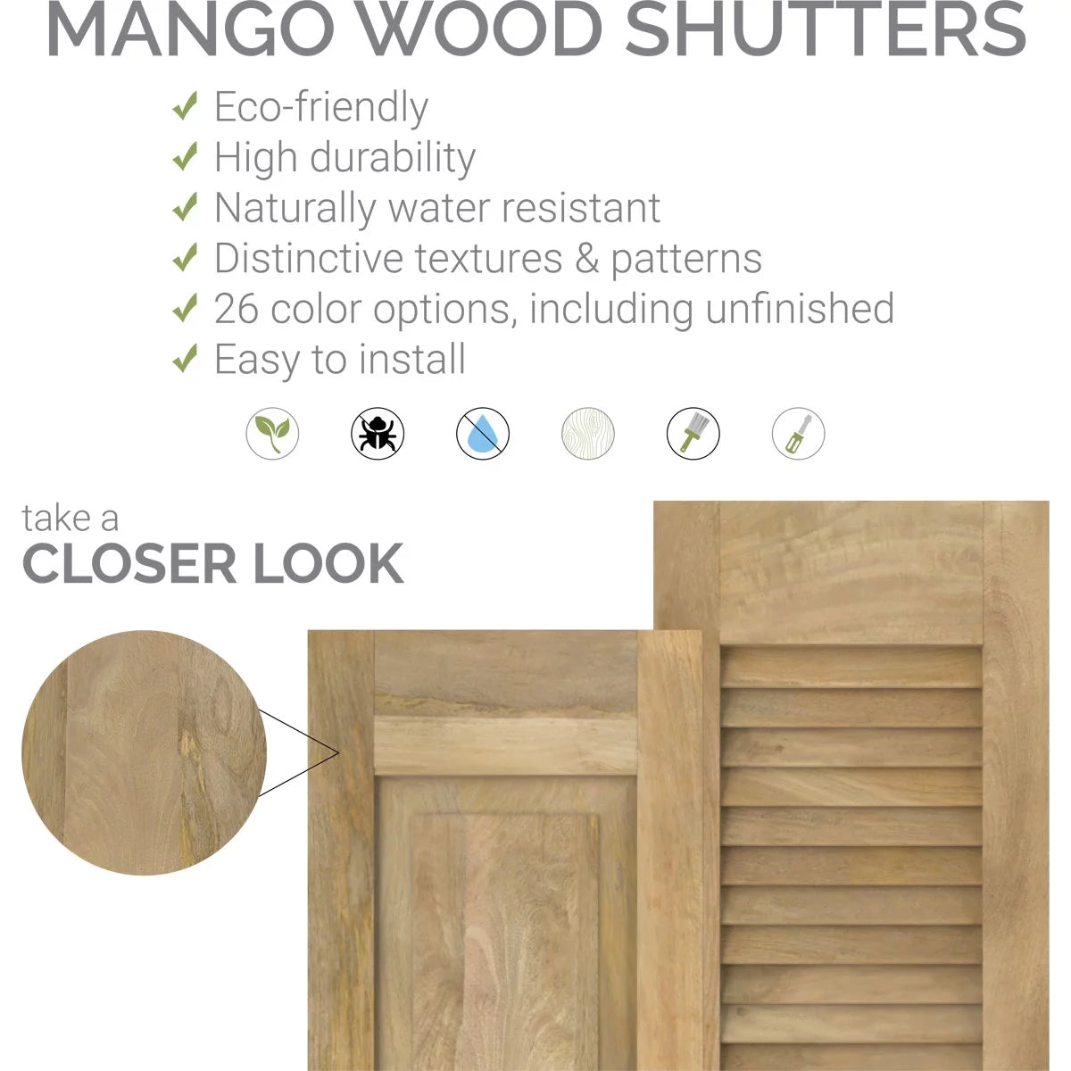 Real Wood Joined Board-n-Batten Shutters with Z-Bar M391