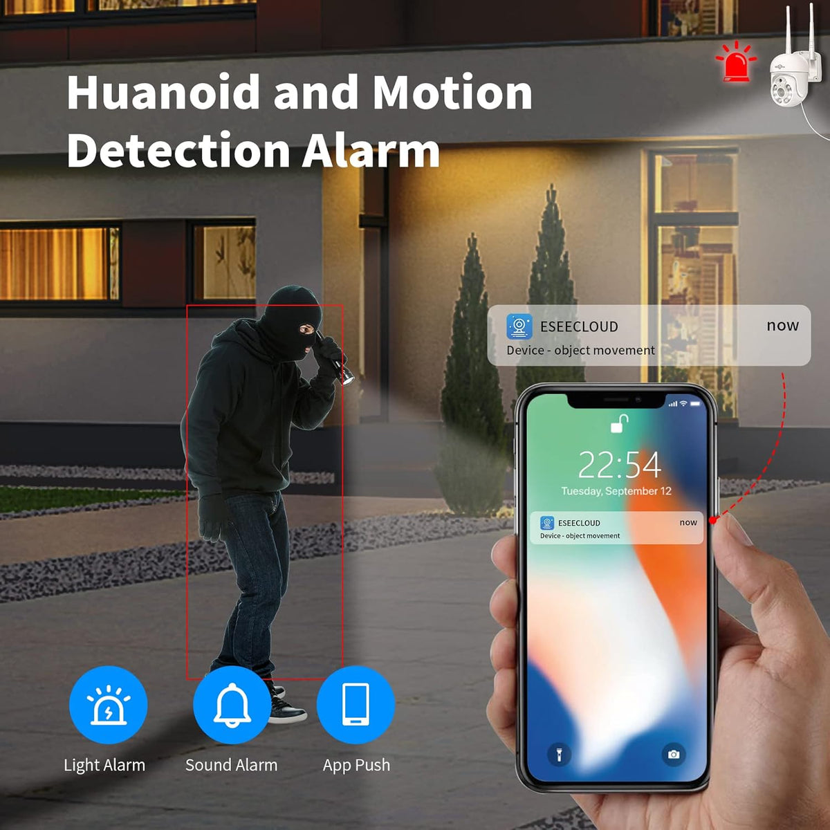 3MP Outdoor WiFi Pan/Tilt Security Camera with Floodlights T4220