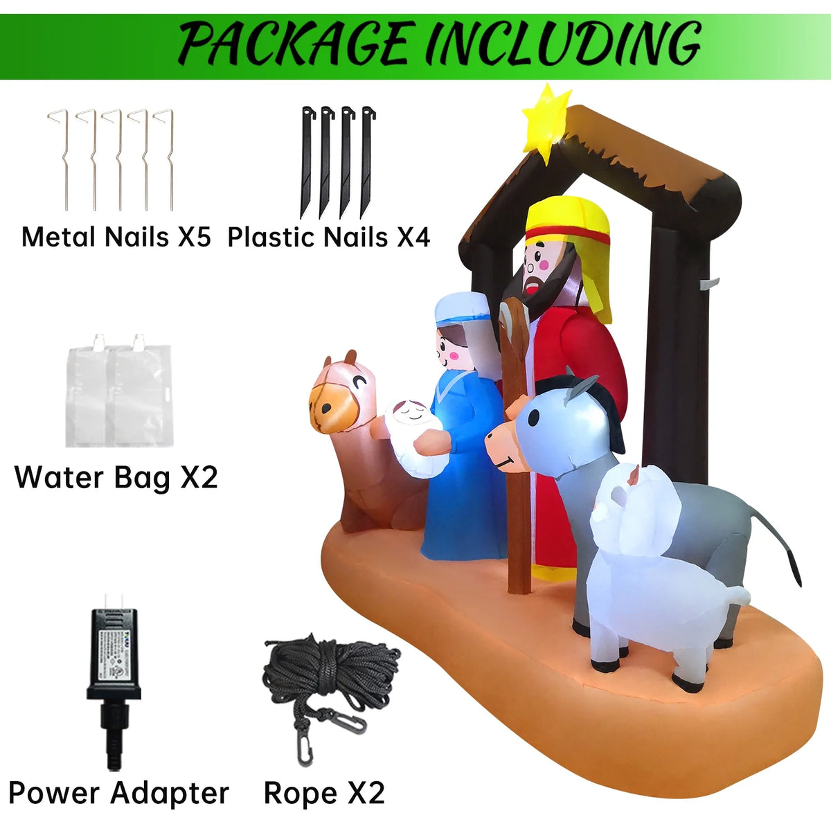 6ft Christmas Inflatables Nativity Scene with Build-in LEDs G867