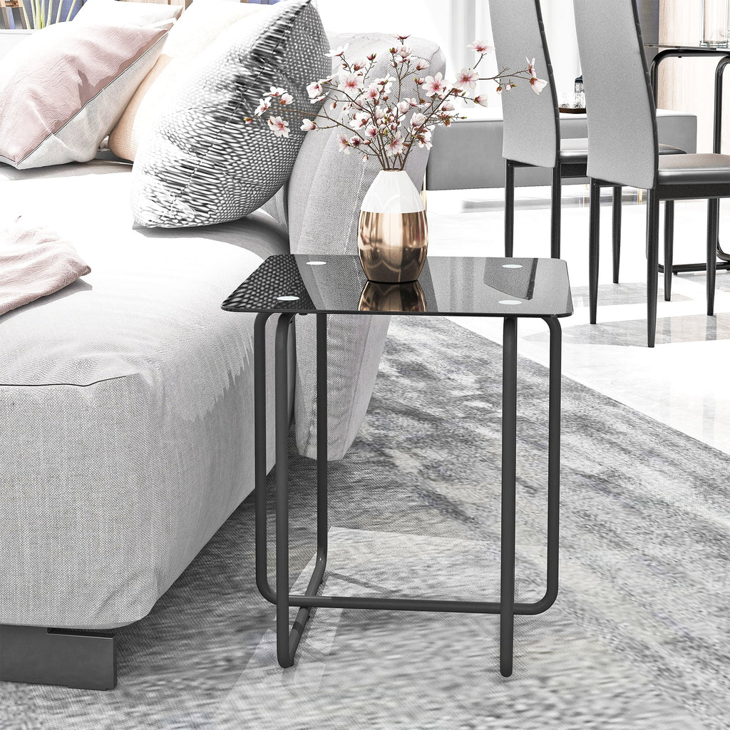 Modern Tempered Glass Coffee Table, Black O49145
