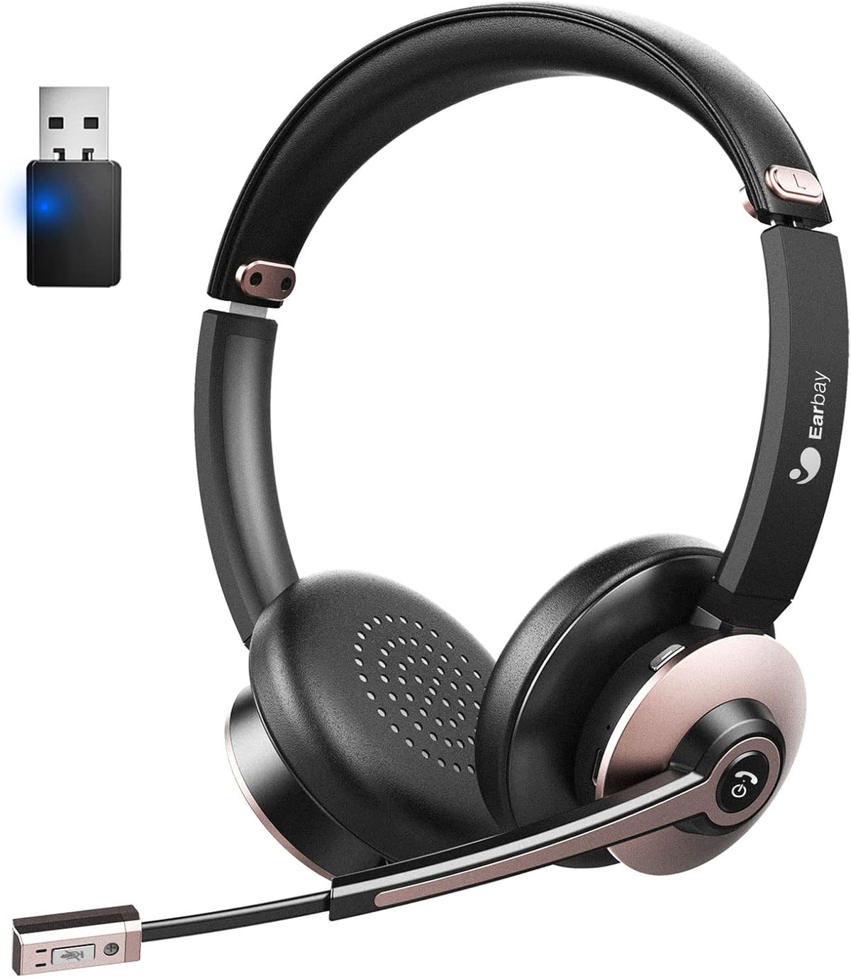 Wireless Bluetooth Headset with Microphone Noise Cancelling, On-Ear, USB Dongle, 28hrs Talk Time I1556