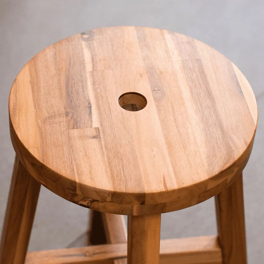 Acacia Wood Stool Round Top Natural Color H333