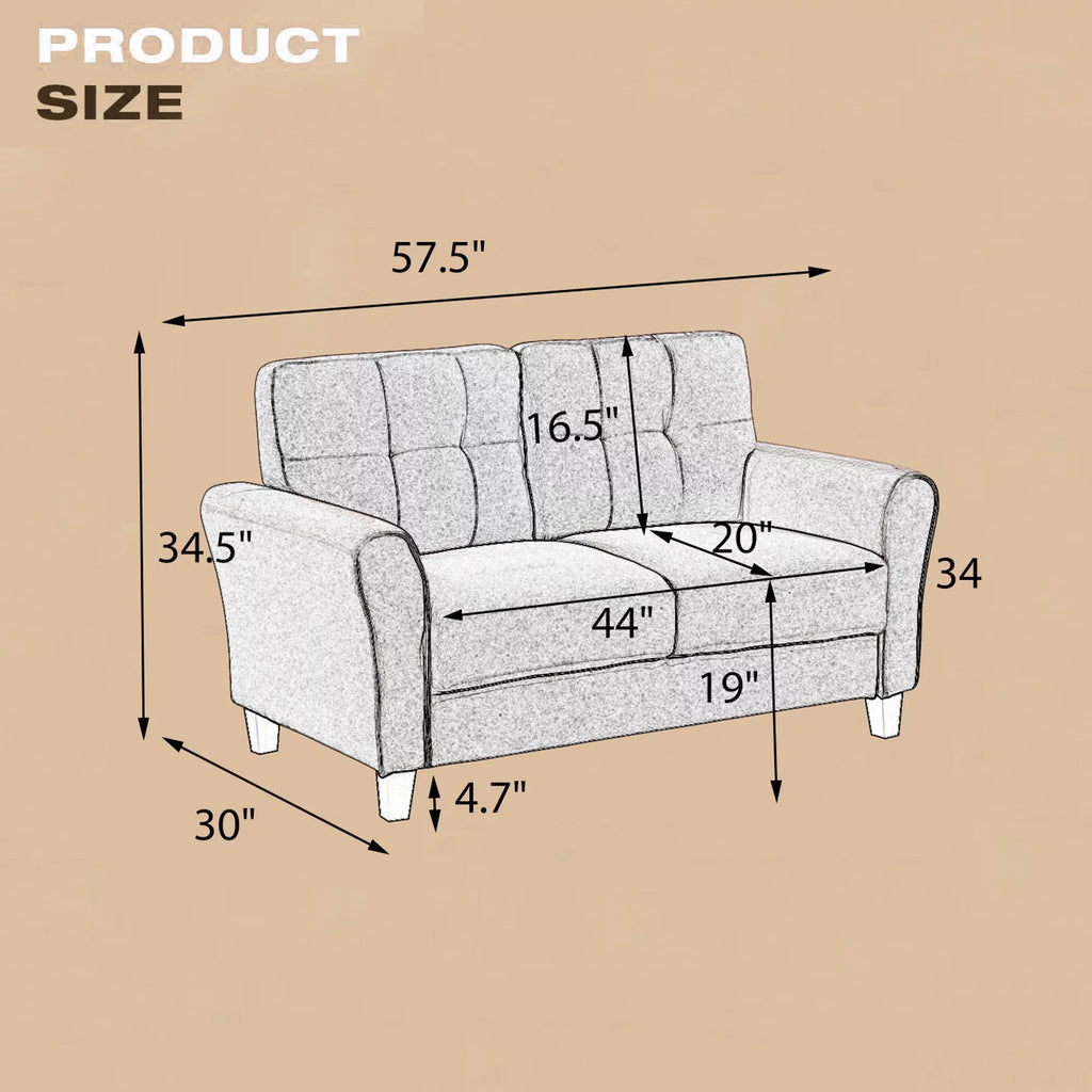 58" Gray Upholstered 2 Seater Sofa X2580