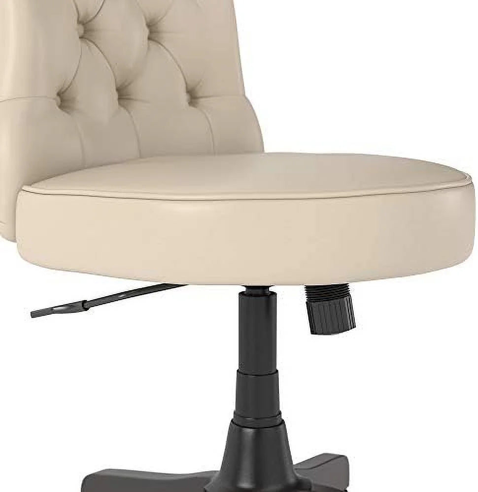Antique White Leather Mid Back Tufted Office Chair G232659