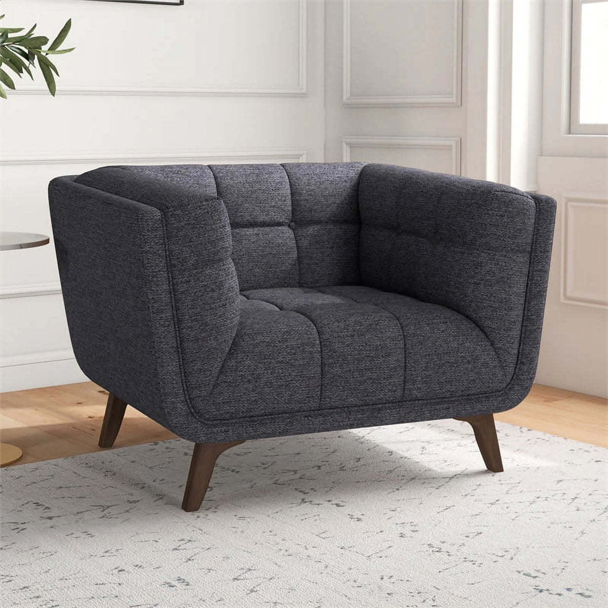 Mid Century Modern Fabric Accent Chair in Gray V549686