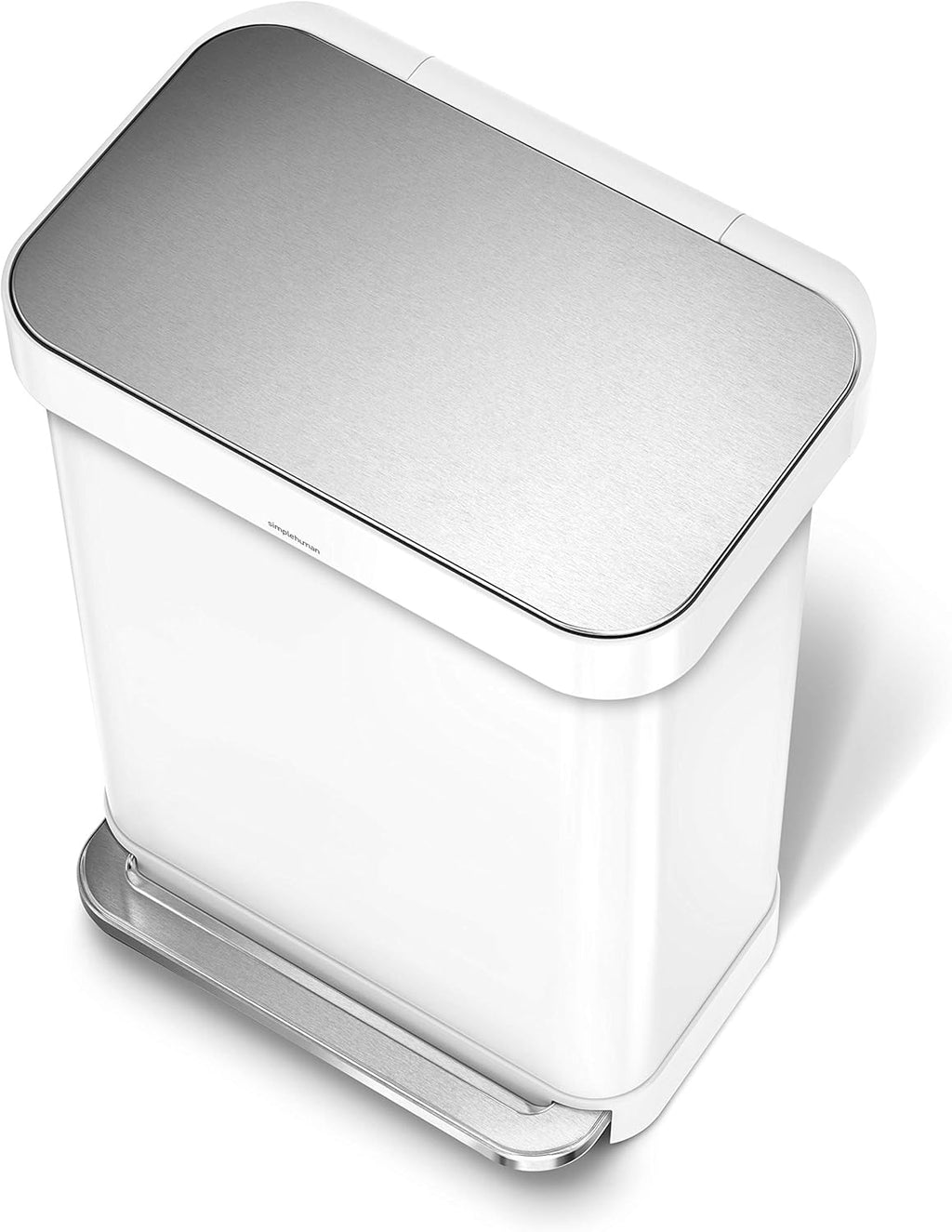 55 Liter White Stainless Steel Kitchen Step Trash Can S8980