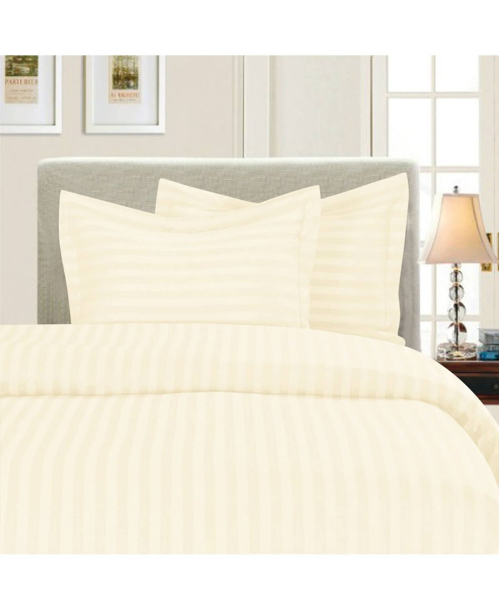 Beige 3 PC Wrinkle-Free Duvet Cover Set Q179