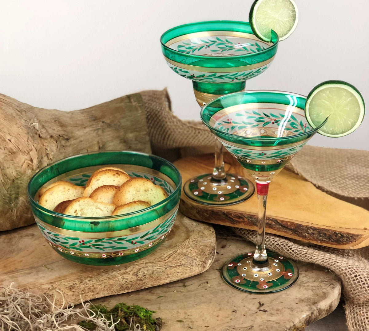 Hand Painted Margarita Glasses Set of 2 G477608