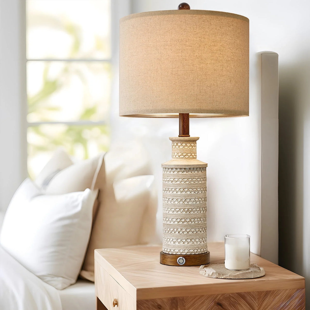 3 Way Dimmable Table Lamp Set of 2 with USB Ports H74914