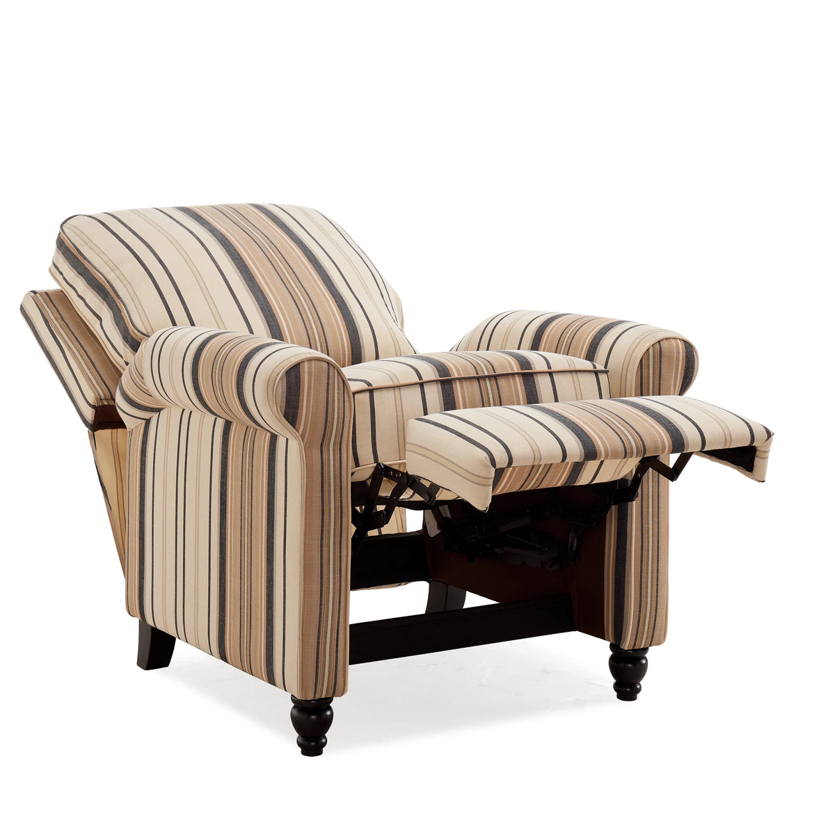 Brown and Black Woven Stripe Recliner Chair I9687