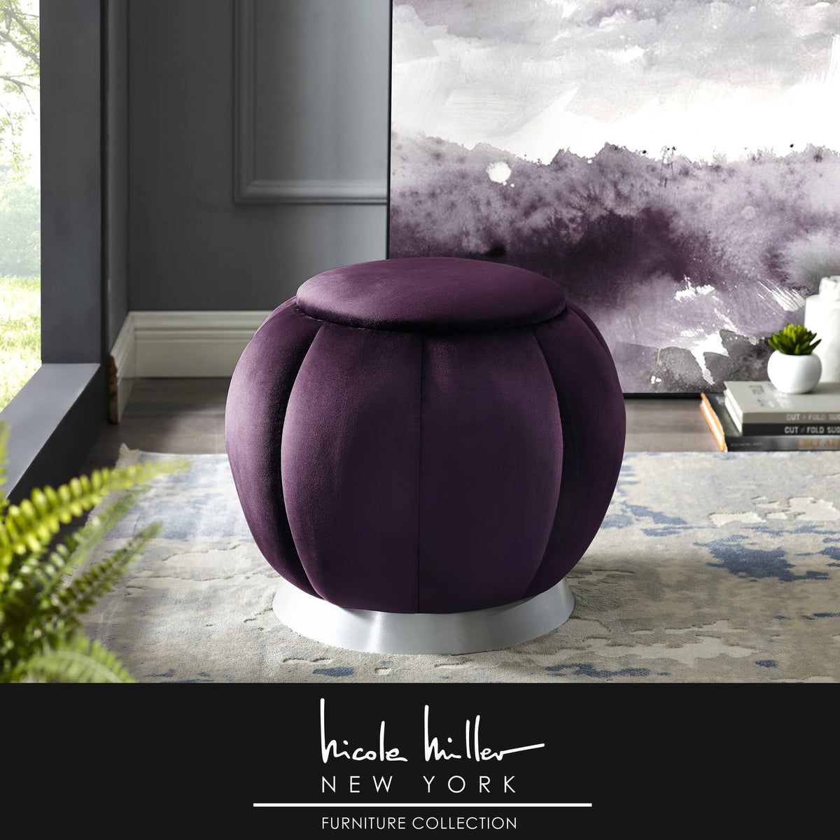 Purple Silver Ottoman G411957