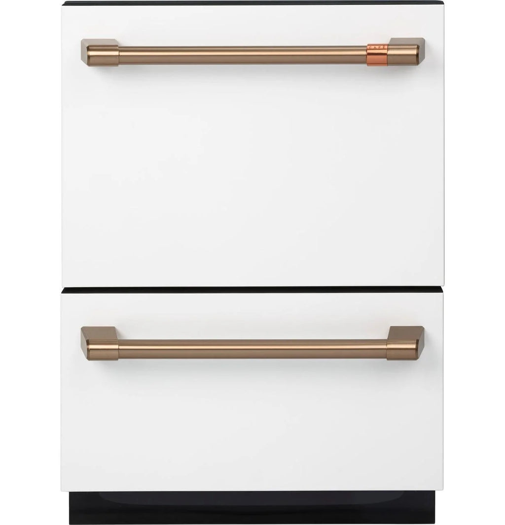 24" Wide Double Drawer Dishwasher - Matte White / Brushed Bronze M114426