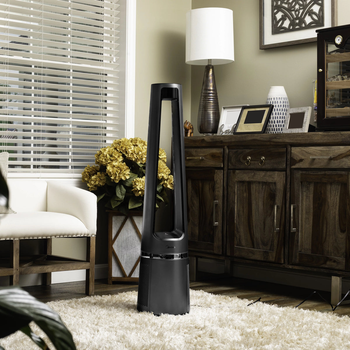 42" 12-Speed Bladeless DC Fan & HEPA Air Purifier with Remote Control, Silver F779342