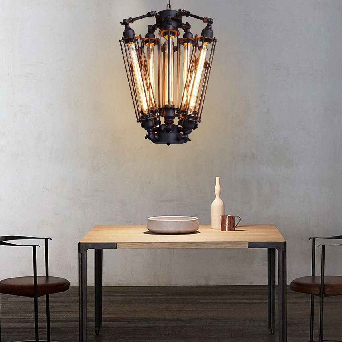 8-Lights Industrial Metal Pendant Chandelier T55550