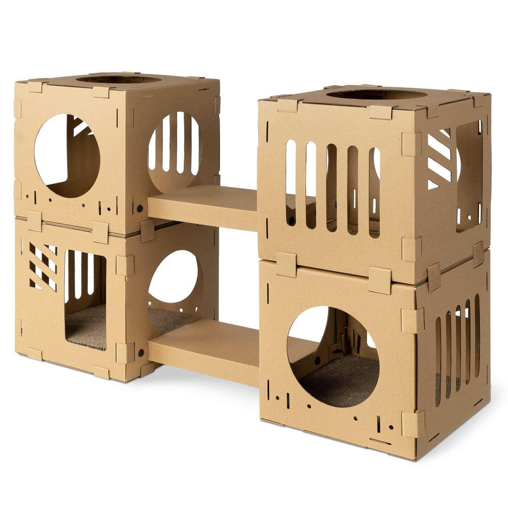 Modular Cardboard Cat House DIY Corrugated Cardboard Configurable Play Tower Condo Z16294