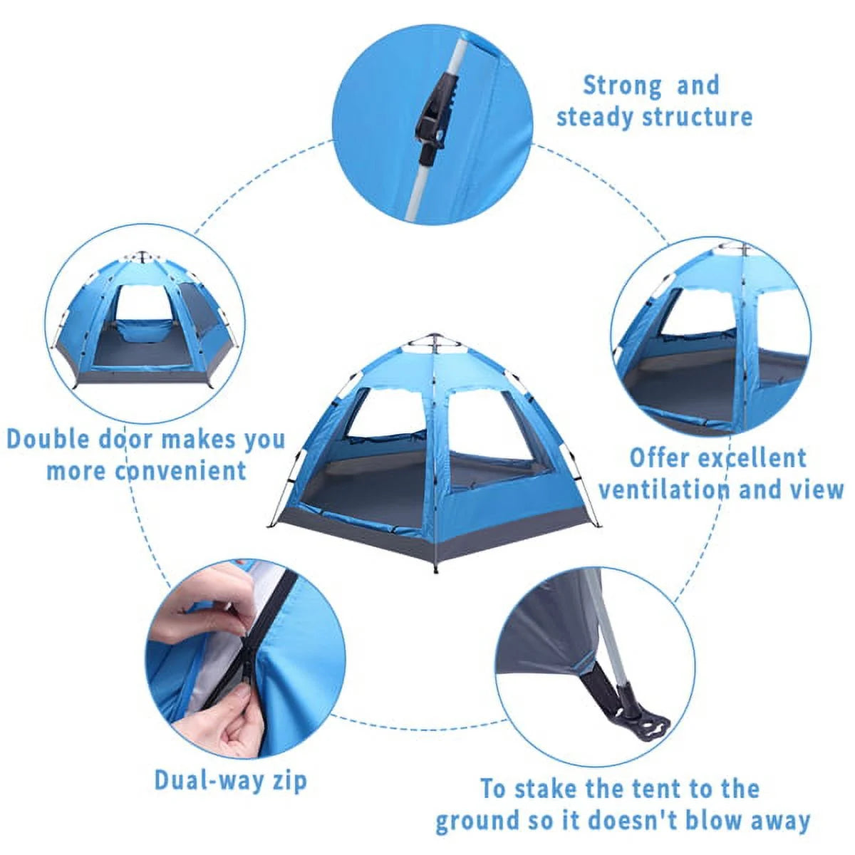 3-4 Person Instant Pop Up Waterproof Tent T562474