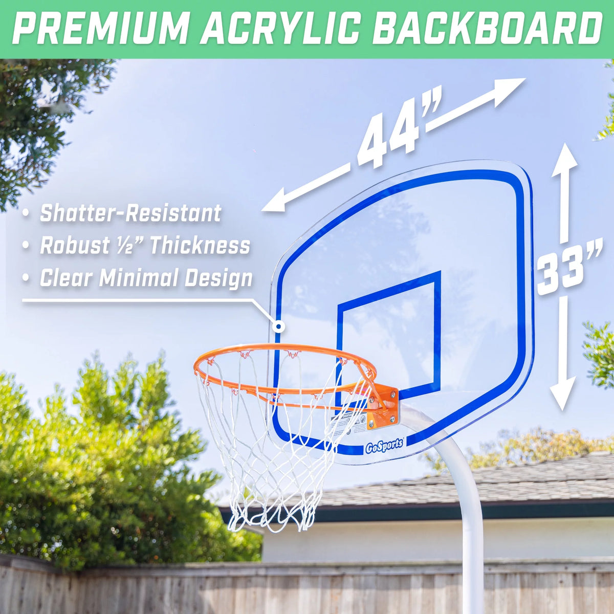 Acrylic Pool Basketball Hoop with Water Weighted Base P788426