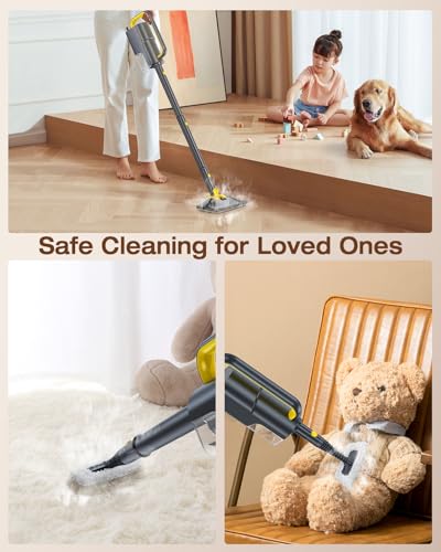 10-in-1 Steam Mop with Detachable Handheld Steamer, 350ml Tank, 2-Level Control and Swivel Head, Gray K9025