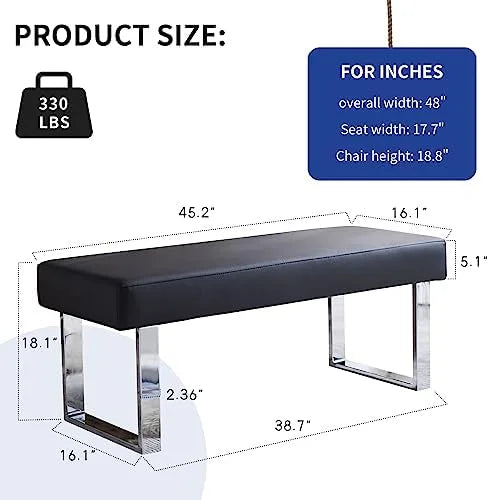 Upholstered Bench with Metal Legs B6394