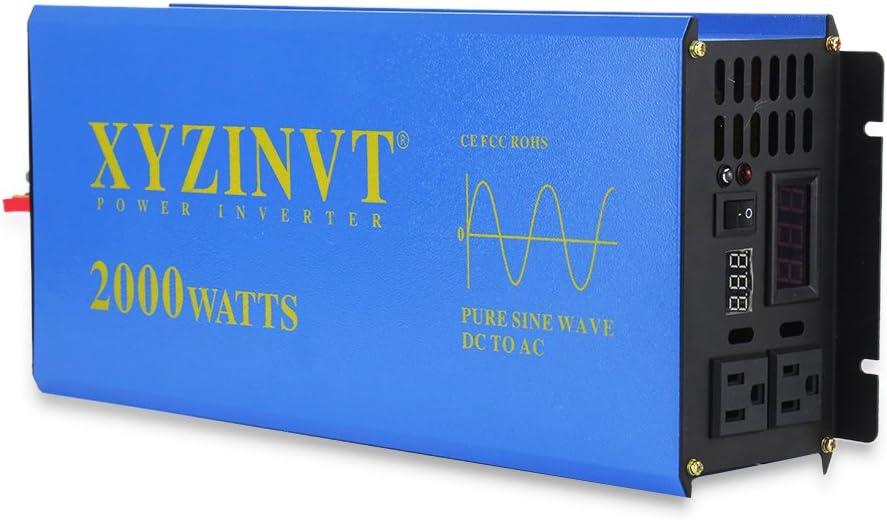 2000 watt Pure Sine Wave Power Inverter DC 12V to AC 120V with LED Display and Wireless Remote Controller A31239