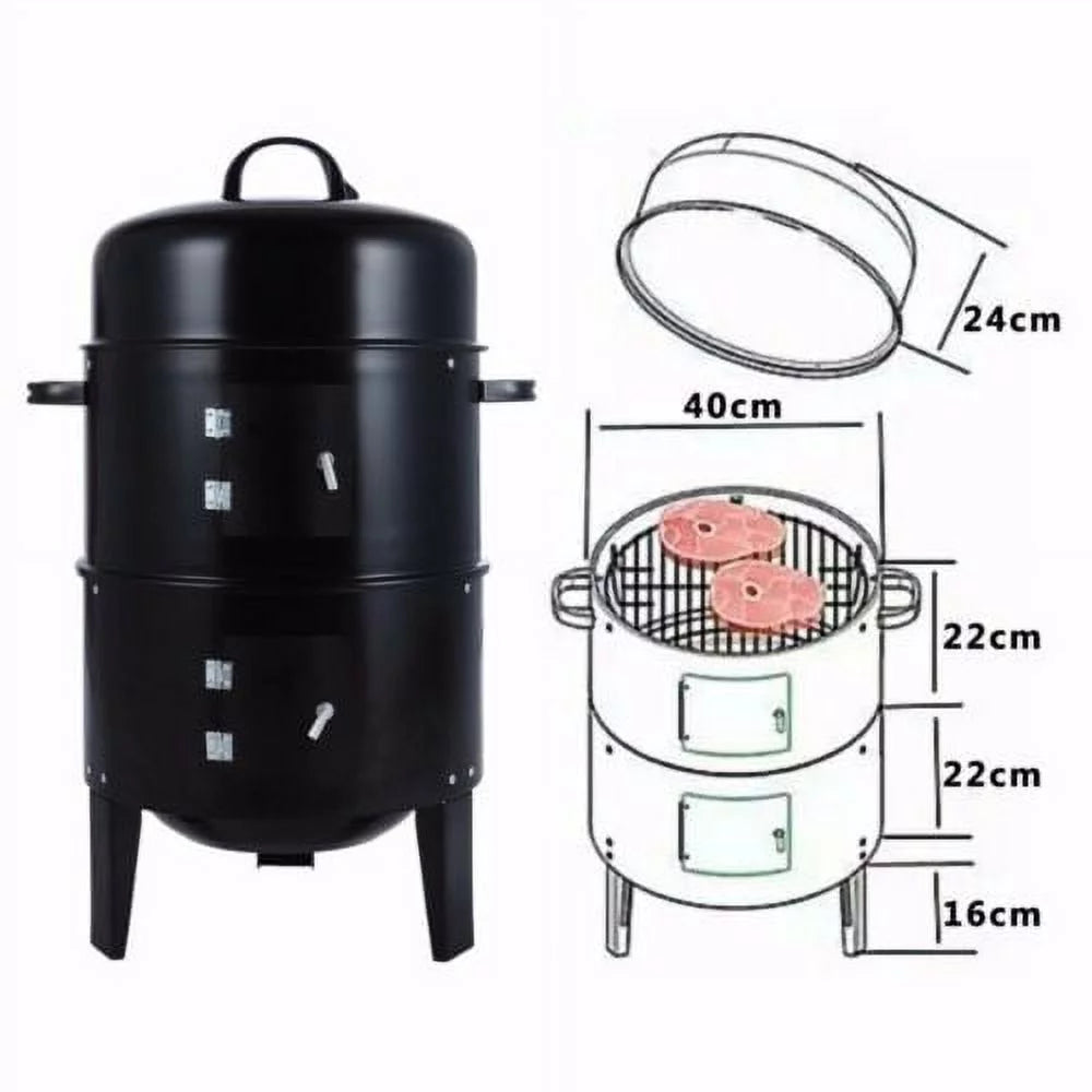 Charcoal Grill Smokeless Vertical BBQ Smoker Portable Meat Cooker C85969