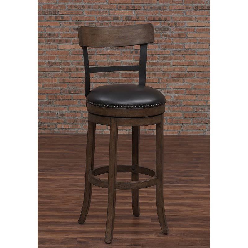 Swivel Tall Bar Stool in Washed Brown and Black Q551908