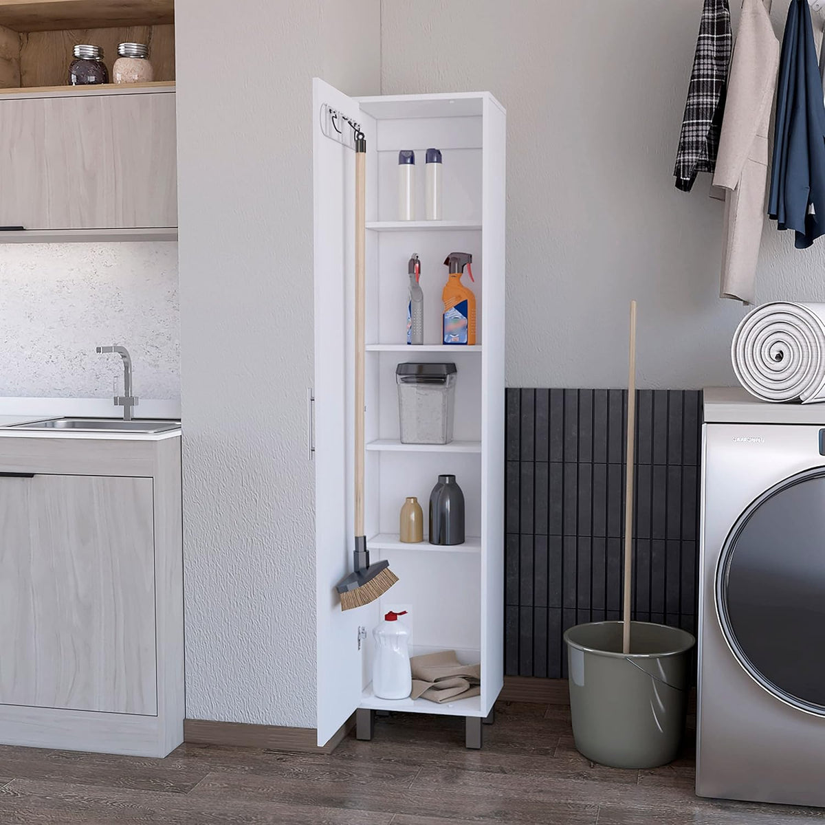 White Single Door Tall Storage Cabinet E3294