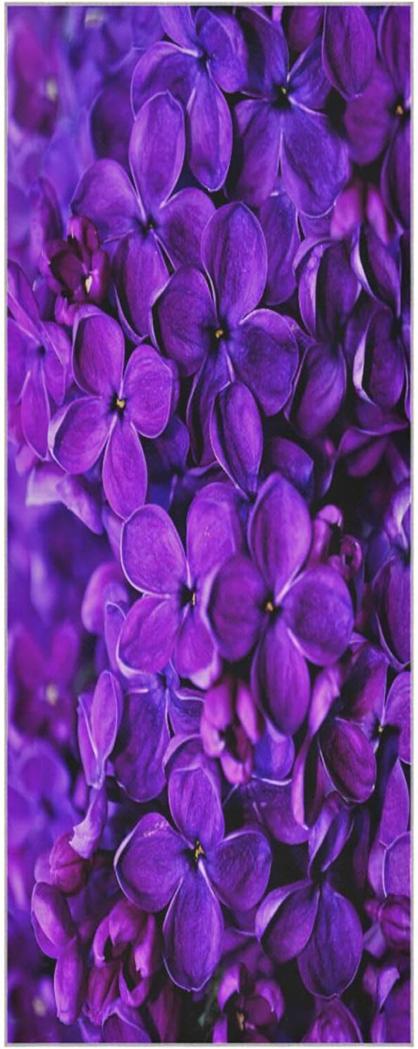 Lilac Purple Floral Non Slip Yoga Towel 73x 27 Inch with Storage Bag B927