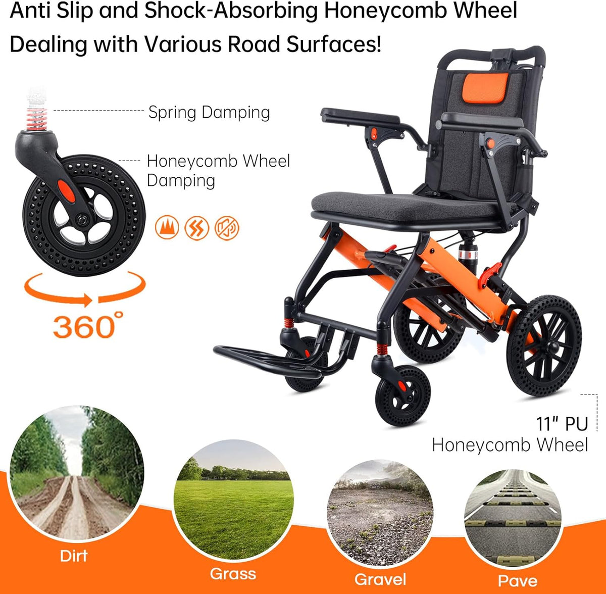 Lightweight Transport Wheelchair with Safety Belt Q867482