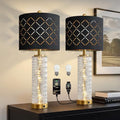 Modern Table Lamps Set of 2 Gold with Crystal Nightlight L38903