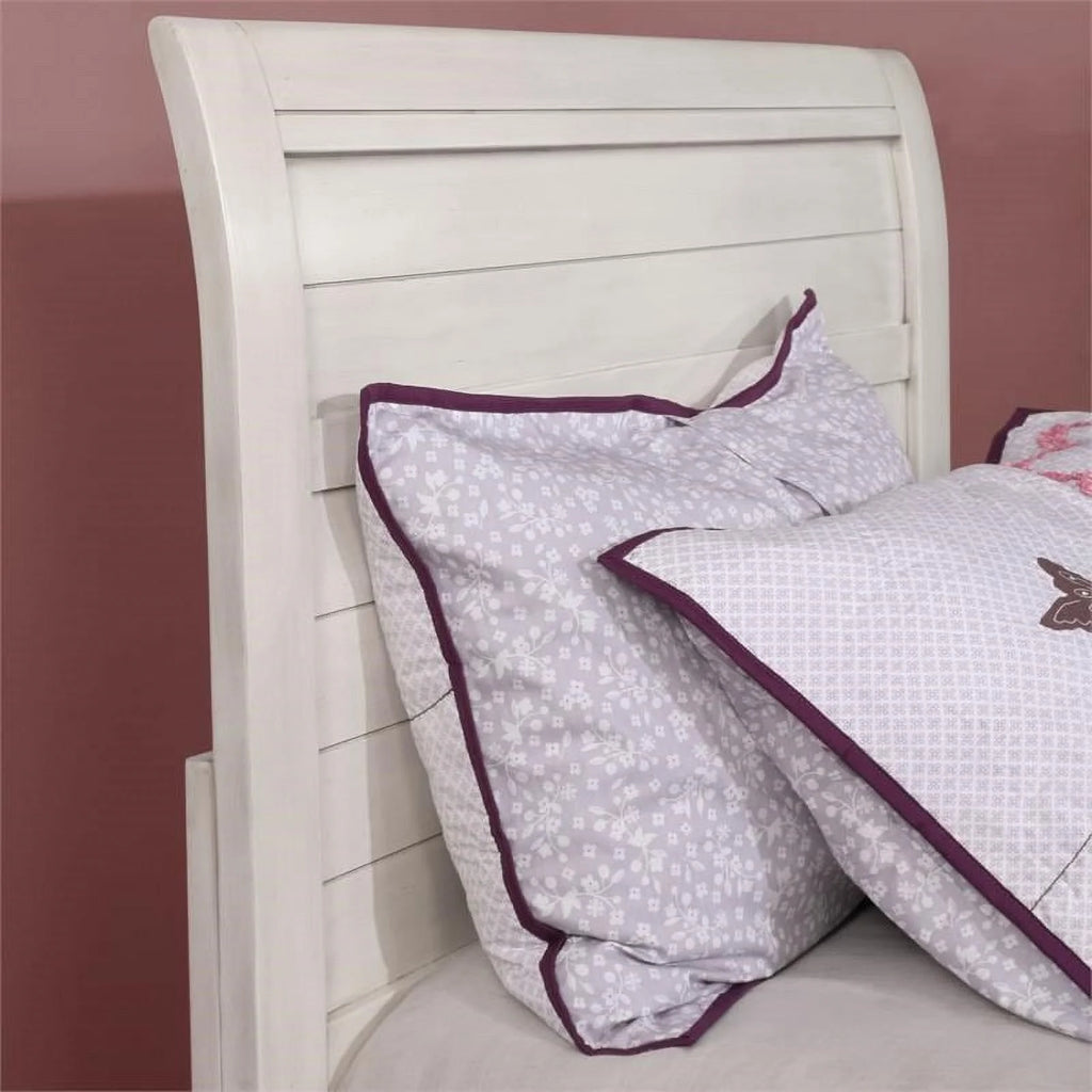 White Wood Full Bed with Curved Headboard X650150