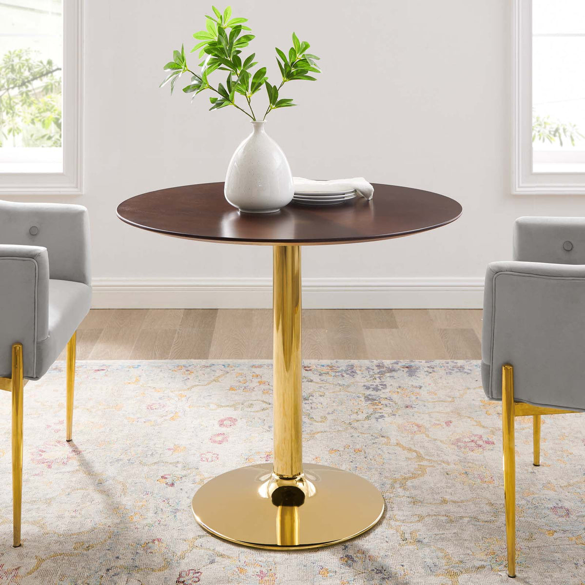 Round Wood & Metal Dining Table R68030