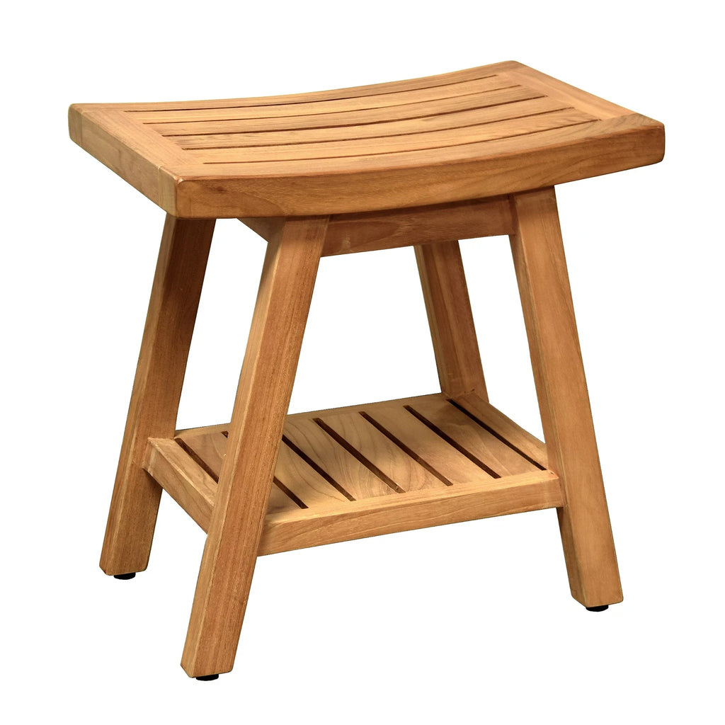 Solid Teak Fully Assembled Shower Bath Spa Stool Side Table U52891