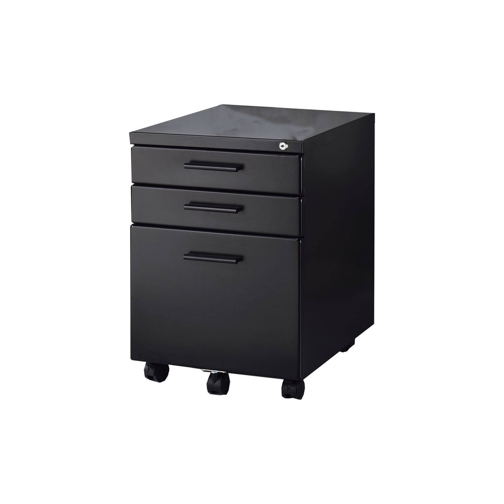 Black File Cabinet with Lock System and Caster Support H45733