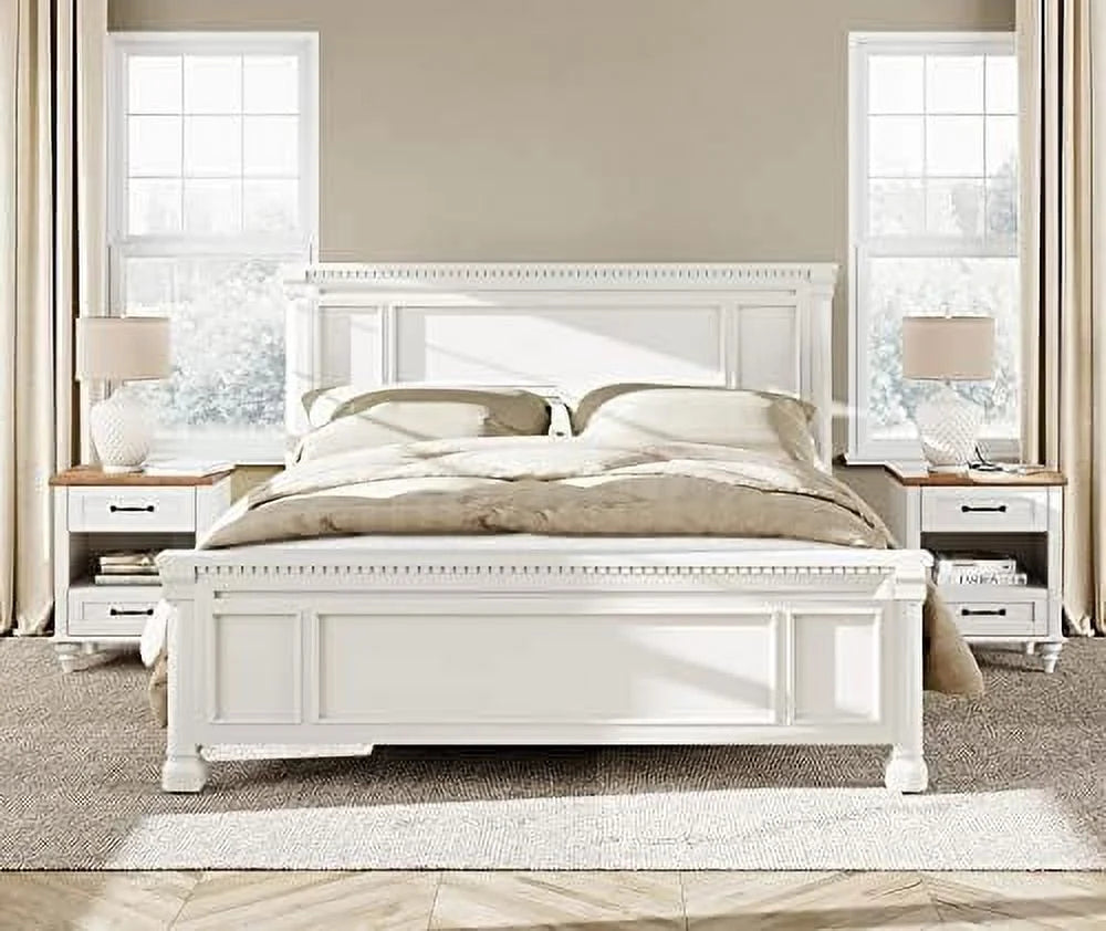 Farmhouse End Tables with Charging Station 2 Drawers Oak S877