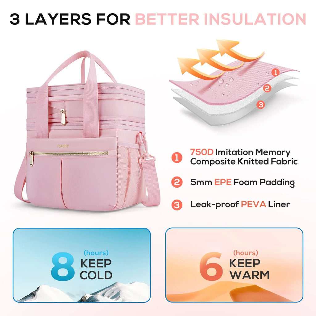Pink Insulated Lunch Bag Tote Cooler S737496