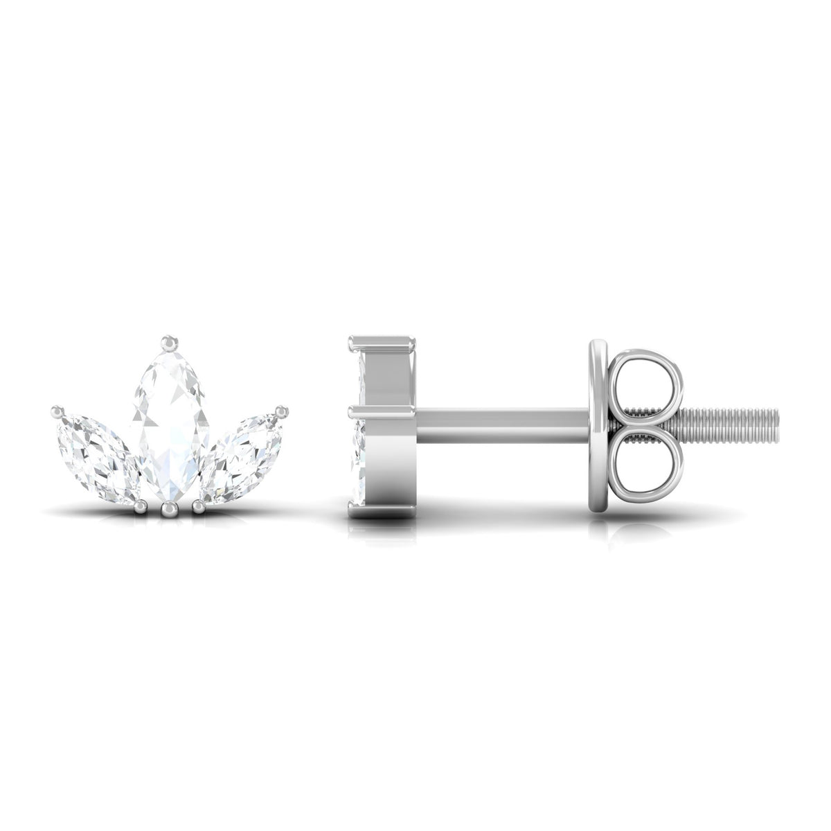 1/4 CT Marquise Cut Diamond Stud Earrings in Leaf Design, 925 Sterling Silver N84009