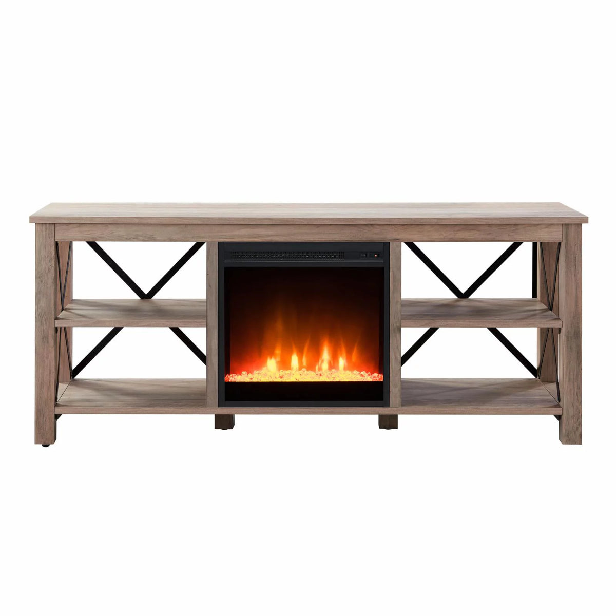 White Oak Electric Fireplace TV Stand with 2 Doors G30503