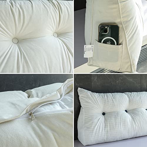 Gray Full Size Wedge Headboard Pillow with Removable Cover A1112