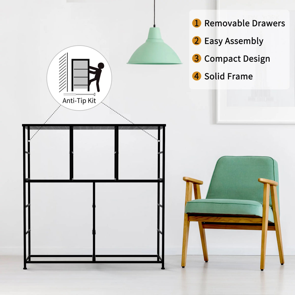 Black Gray 12 Drawer Dresser Tower Unit R909158
