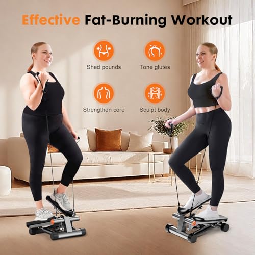Adjustable Height Stair Stepper with Resistance Bands & LCD Monitor J3040