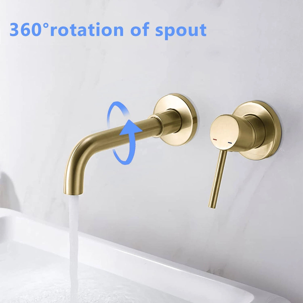Yellow Wall Mount Single Handle Bathroom Sink Faucet with Drain P69508