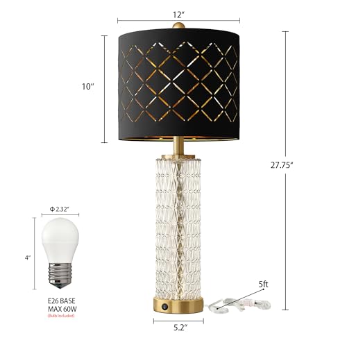 Modern Table Lamps Set of 2 Gold with Crystal Nightlight L38903