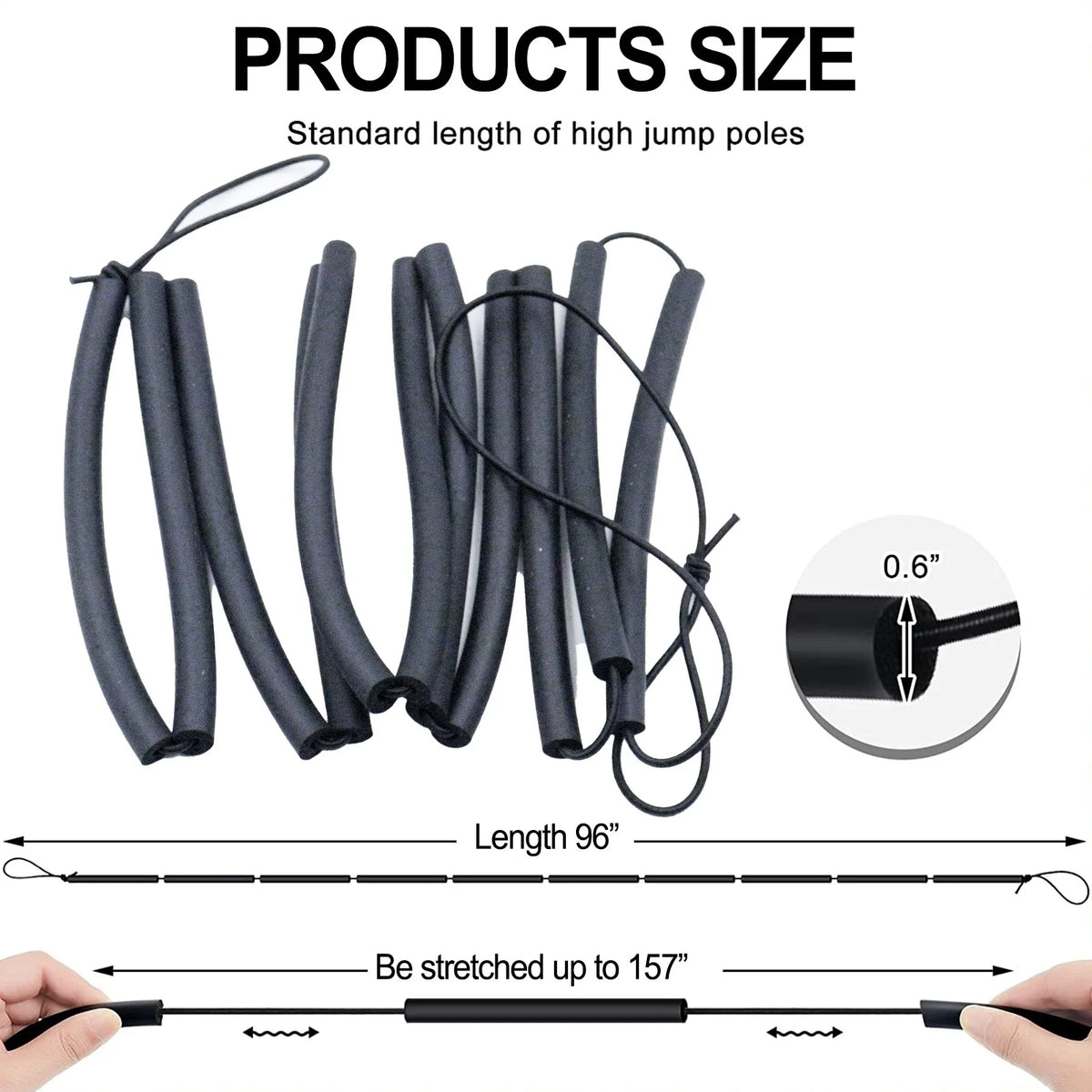 High Jump Bungee Elastic Crossbar Foam Track rope H16323